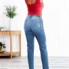 Women's jeans, ripped waist and ankle pants