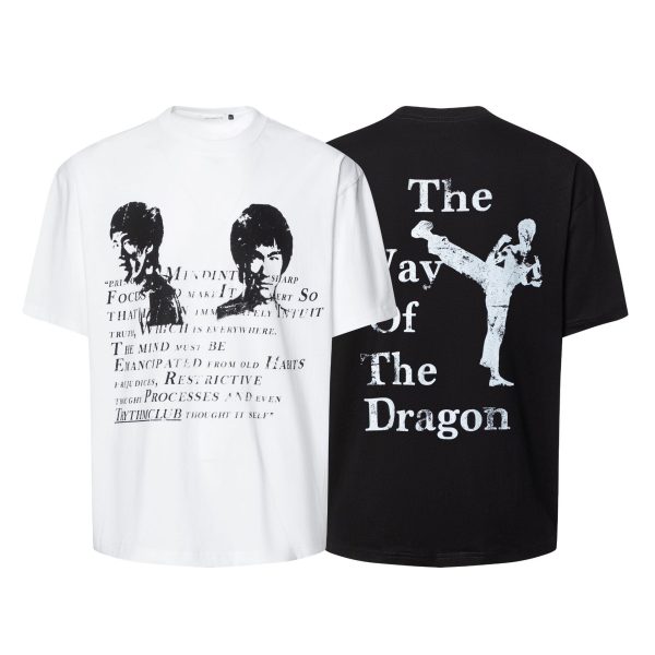 O1CN013wHrRV279qWCdN0nL_2871887755-0-cib 2025 summer vintage Bruce Lee, small collar design, men's loose short sleeved T-shirt