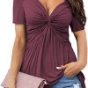 Women's V-neck shirt, short sleeve elegant casual T-shirt