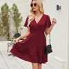 Summer women's fashion, V-neck dress, casual dress