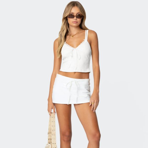 Beauty outfit for spring and summer, butterfly tie collage contrasting lace, sexy top