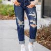Women's jeans, ripped waist and ankle pants