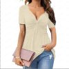 Women's V-neck shirt, short sleeve elegant casual T-shirt