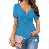 Women's V-neck shirt, short sleeve elegant casual T-shirt