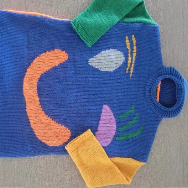 Color blocking sweater, knitted round neck new pullover