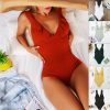 O1CN01IxhVnP1KiGoEkwFx9_2201487591197-0-cib Solid V-neck one-piece bikini swimsuit
