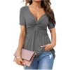 Women's V-neck shirt, short sleeve elegant casual T-shirt