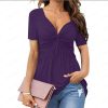 Women's V-neck shirt, short sleeve elegant casual T-shirt