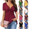 Women's V-neck shirt, short sleeve elegant casual T-shirt