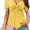 Women's V-neck shirt, short sleeve elegant casual T-shirt