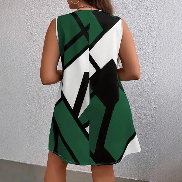 New V-neck loose sleeveless knee skirt