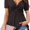 Women's V-neck shirt, short sleeve elegant casual T-shirt