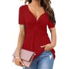 Women's V-neck shirt, short sleeve elegant casual T-shirt