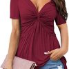 Women's V-neck shirt, short sleeve elegant casual T-shirt