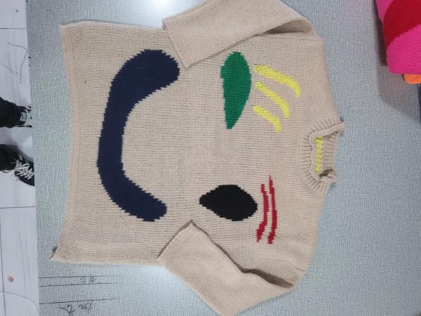 Color blocking sweater, knitted round neck new pullover