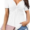 Women's V-neck shirt, short sleeve elegant casual T-shirt
