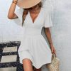 Summer new deep V-neck, solid color dress