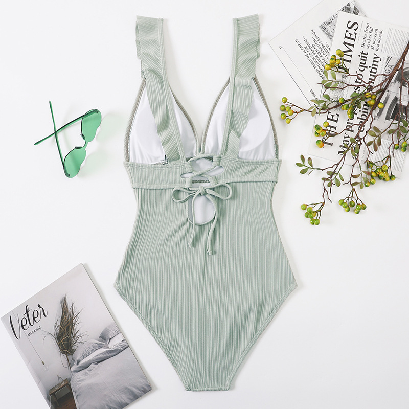 Y13连体性感比基尼2021纯色黑色灰色白色