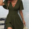 Summer new deep V-neck, solid color dress