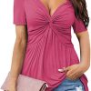 Women's V-neck shirt, short sleeve elegant casual T-shirt